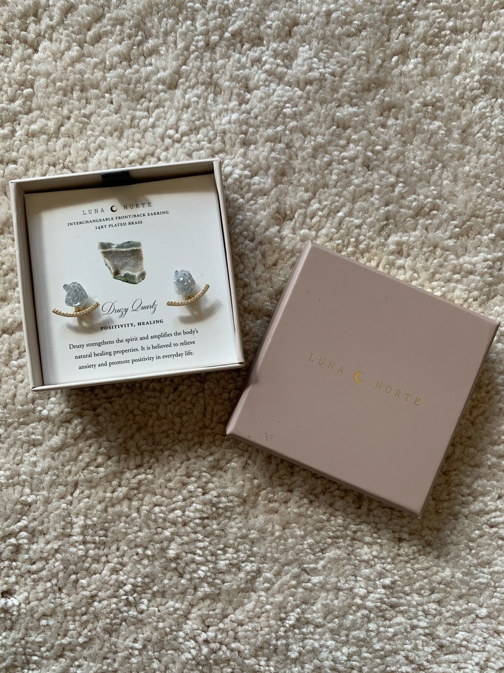 {Luna Norte} Druzy Quartz Earrings with Gold Jackets